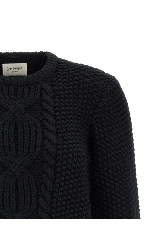 Wool sweater with processing Black