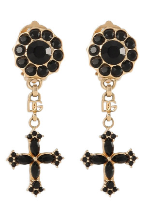 Cross pendant earrings Black