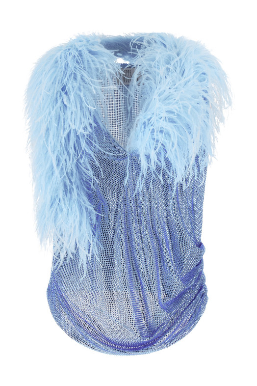 Mesh and feather top BLUE