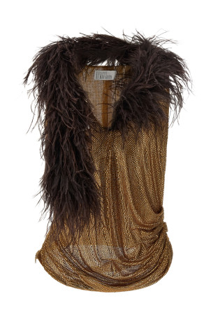 Mesh and feather top Gold