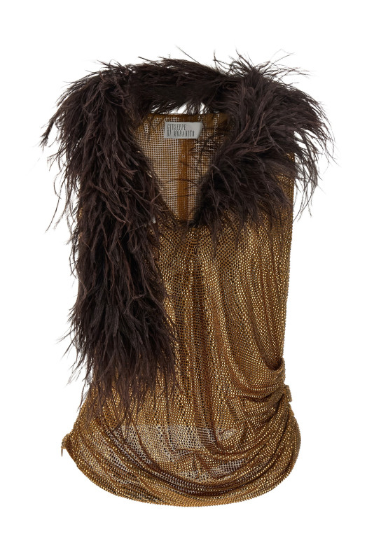 Mesh and feather top Gold