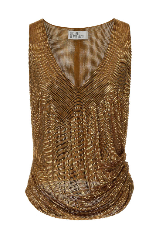 Mesh and feather top Gold