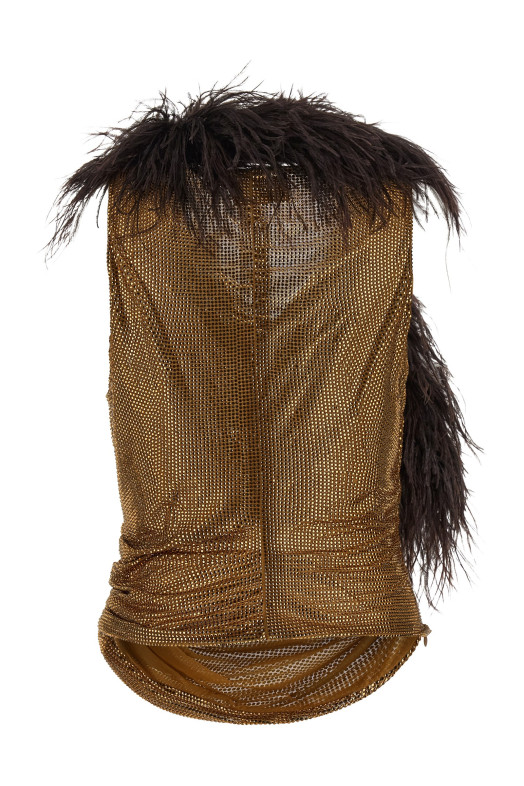 Mesh and feather top Gold