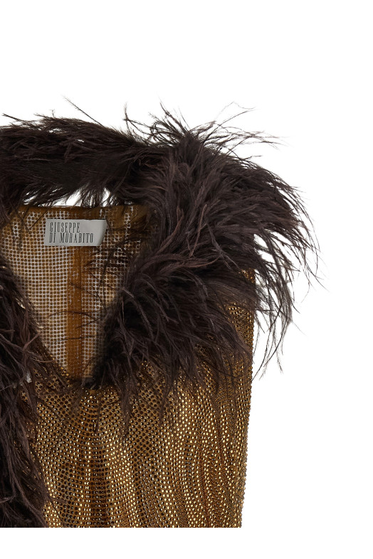Mesh and feather top Gold