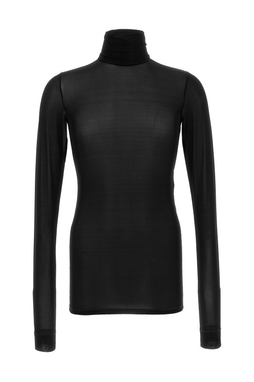Semi-transparent turtleneck sweater Black