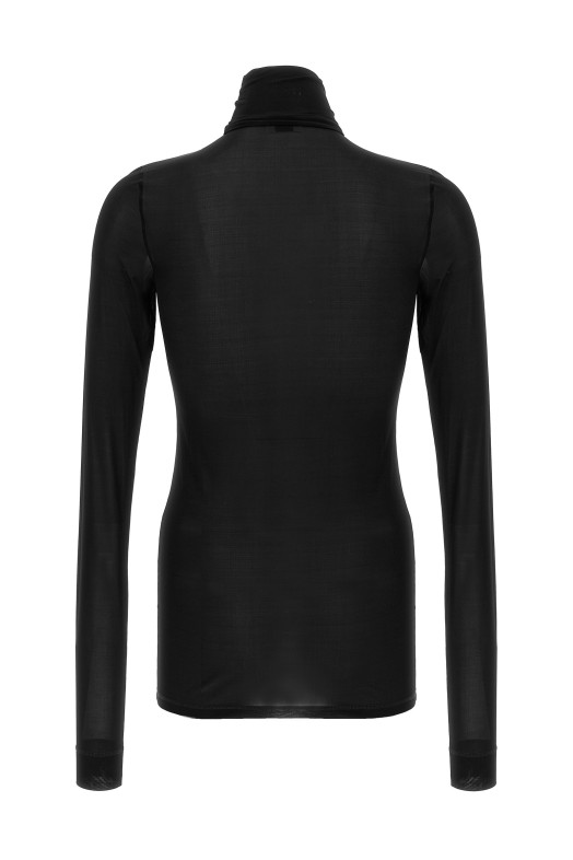 Semi-transparent turtleneck sweater Black