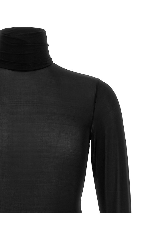 Semi-transparent turtleneck sweater Black