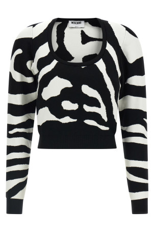 Zebra intarsia sweater Black