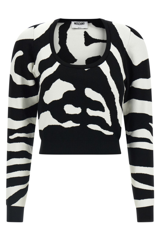 Zebra intarsia sweater Black