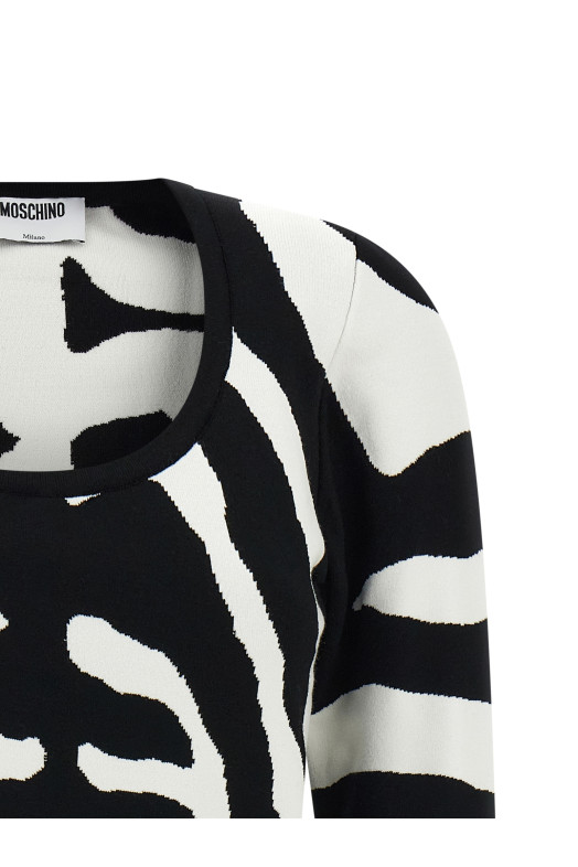 Zebra intarsia sweater Black