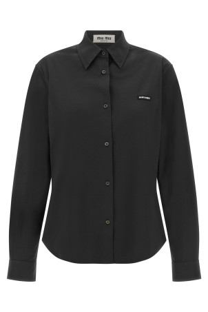 Poplin shirt with logo Black