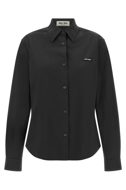 Poplin shirt with logo Black