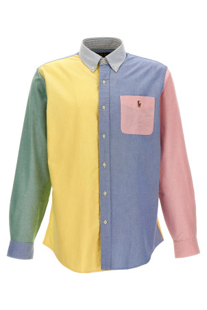 Patchwork shirt with logo embroidery Multicolor