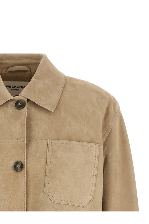 'Ghiera' Leather Jacket Beige