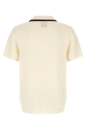 'Waffle stitch' knit polo shirt White