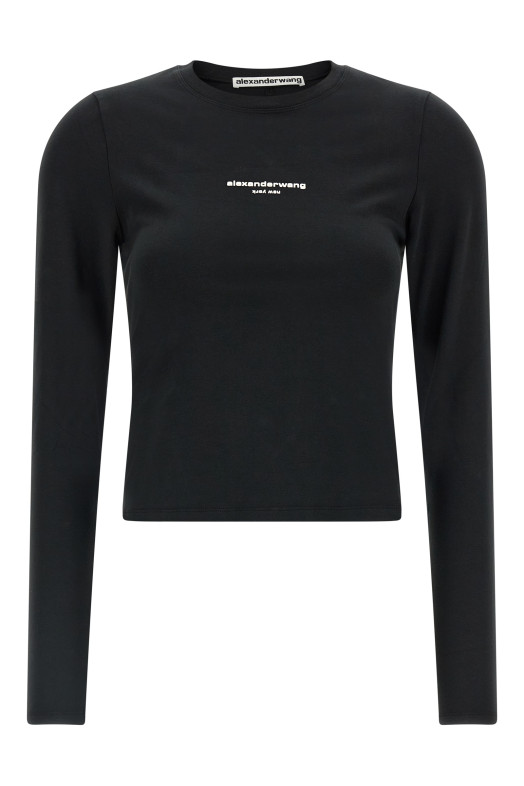 'LS Tee W/Logo print' T-shirt Black