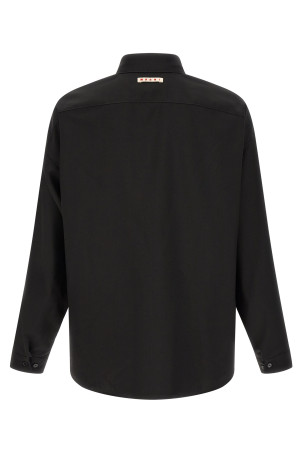 Wool shirt with pocket Black
