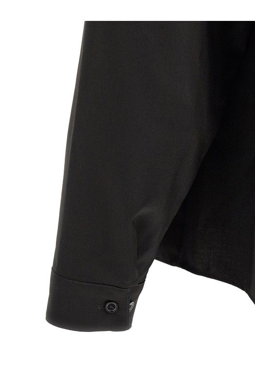 Wool shirt with pocket Black