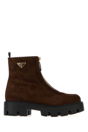 Brown suede ankle boots PRADA (1T328OF050054)