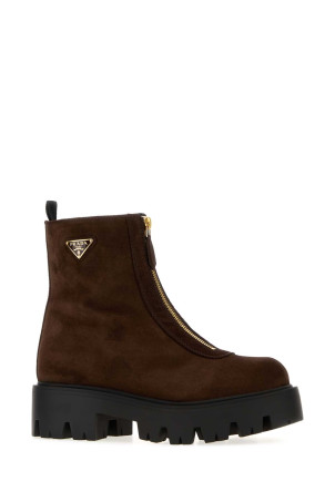 Brown suede ankle boots PRADA (1T328OF050054)
