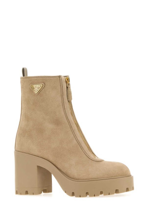 Beige suede ankle boots PRADA (1T620OF085054)