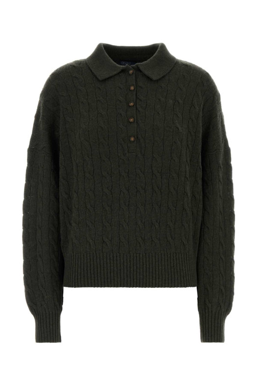Bottle green wool blend polo shirt POLO RALPH LAUREN (211B17767)