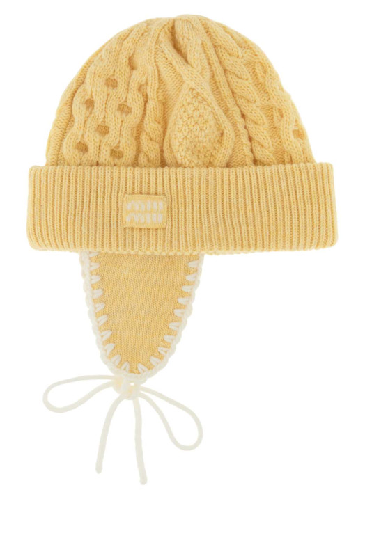 Pastel yellow wool beanie hat MIU MIU (5HC5422G96)