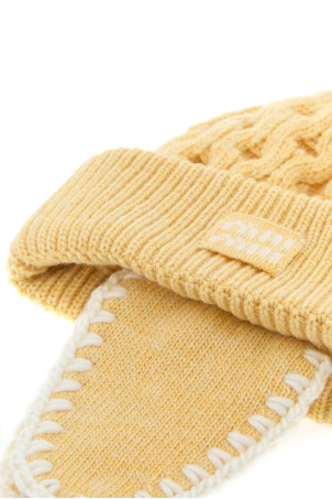 Pastel yellow wool beanie hat MIU MIU (5HC5422G96)