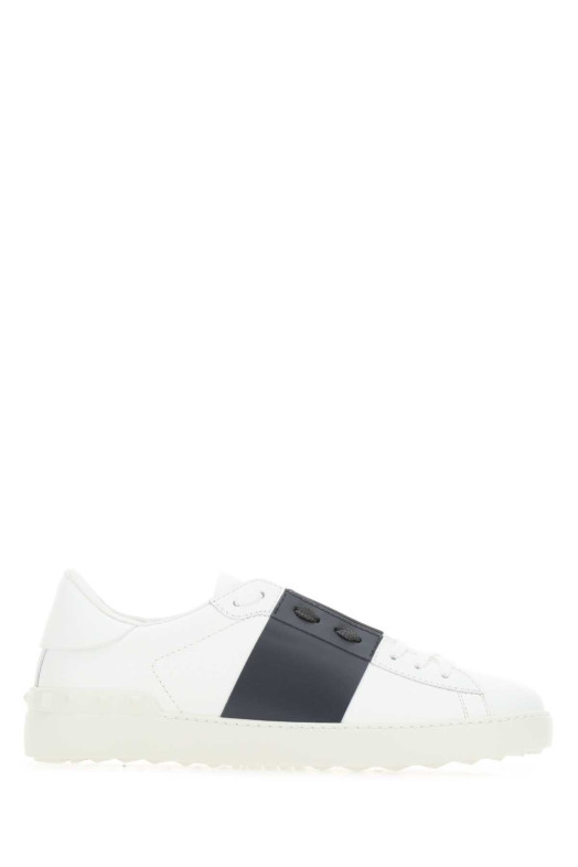 Navy blue leather Open sneakers with black band VALENTINO GARAVANI (6Y2S0830BLU)
