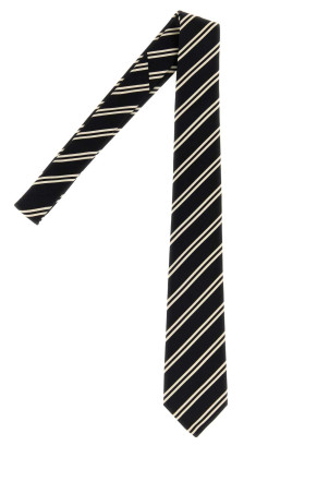 Embroidered jacquard tie Black and white SAINT LAURENT (A005NE3YR62)