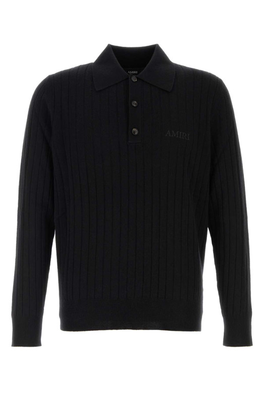 Black wool blend polo shirt Black AMIRI (AM426KN060)