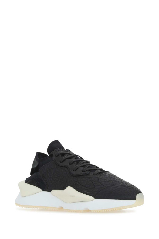 Black leather and fabric Y-3 Kaiwa sneakers Y3 YAMAMOTO (HR1952)