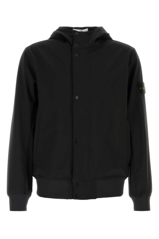 Black stretch polyester jacket Black STONE ISLAND (L2S154100118S0A22)