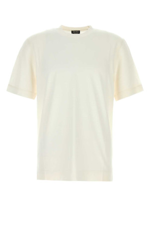 White cotton and silk t-shirt ZEGNA (RUH386A3H718)