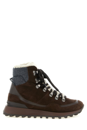 Lace-up ankle boots with hooks Brown