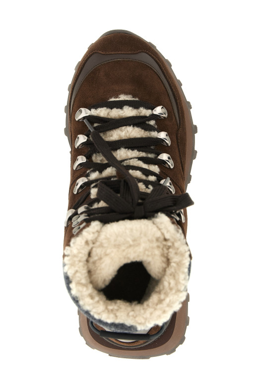 Lace-up ankle boots with hooks Brown