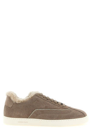 Diamond detail suede sneakers Beige