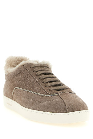 Diamond detail suede sneakers Beige