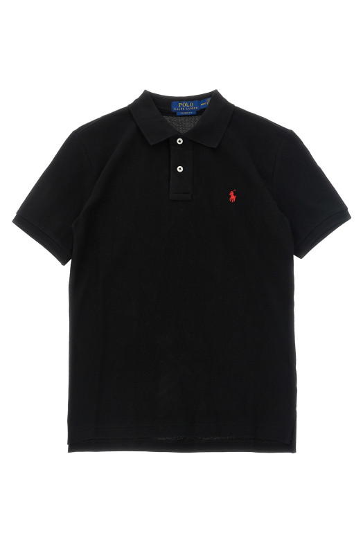 Logo embroidery polo shirt Black