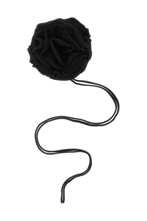 Knitted brooch with lace Black
