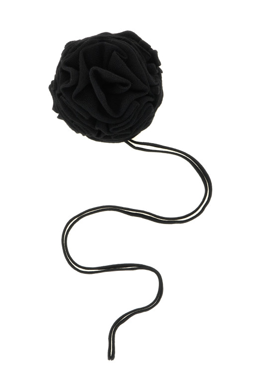 Knitted brooch with lace Black