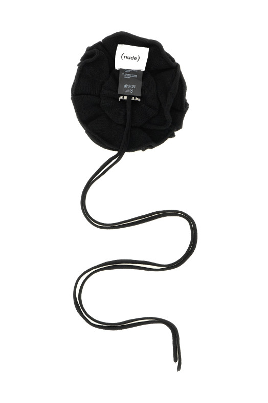 Knitted brooch with lace Black