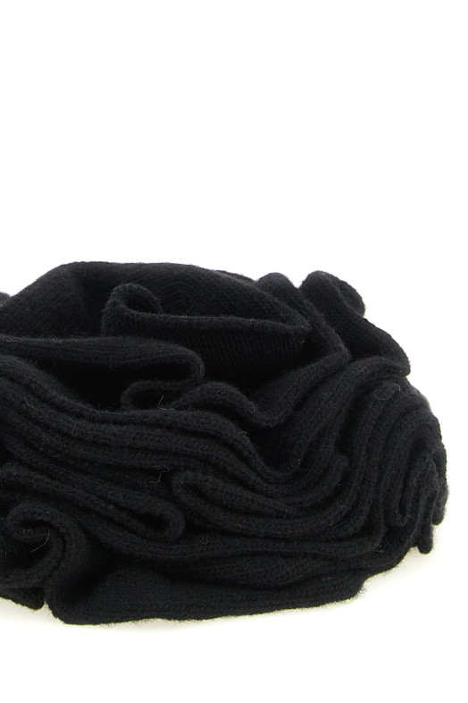 Knitted brooch with lace Black