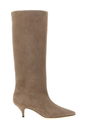 High suede boots Beige