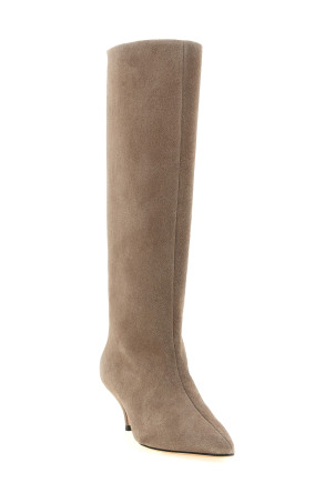 High suede boots Beige