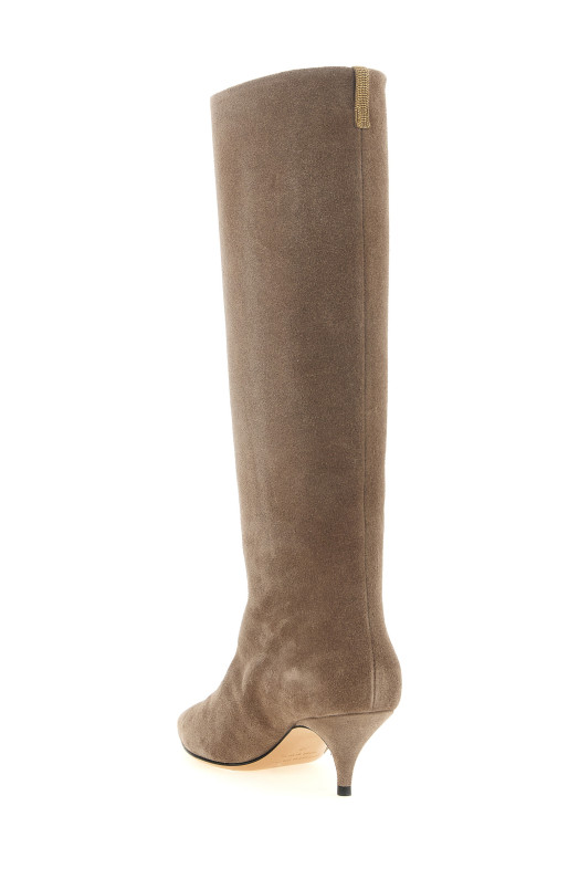 High suede boots Beige