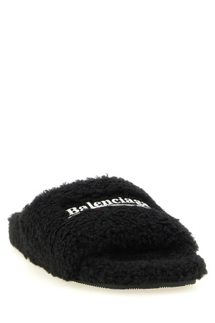 'Furry' open sandals Black