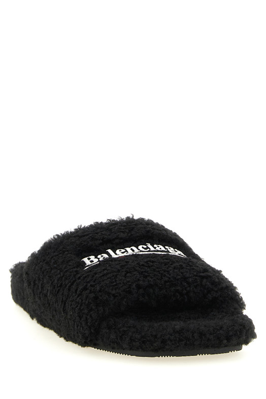 'Furry' open sandals Black