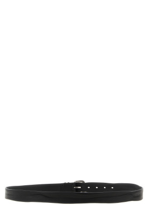 Aged leather belt Black