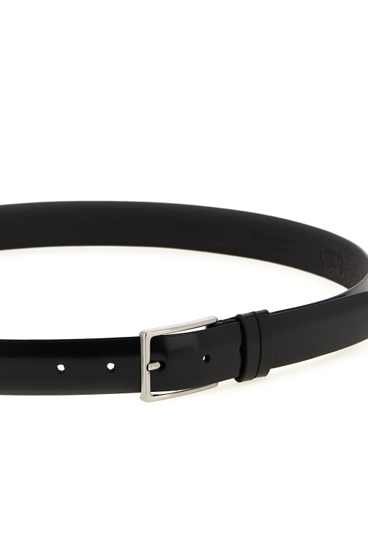 Brushed leather belt Black